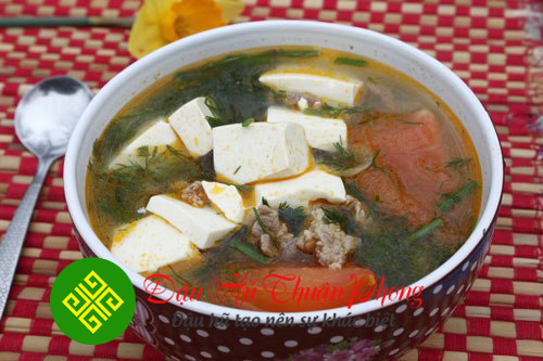 canh thịt nạc xay đậu hũ non